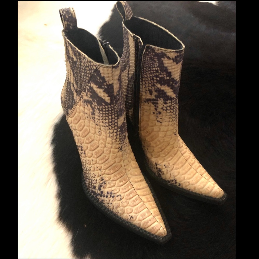 Jeffrey Campbell snake skin booties